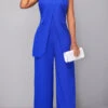 Royal Blue Criss Cross Sleeveless Jumpsuit -Modlily Shop 319215 P 16704941550820