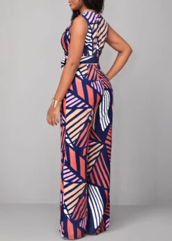 Multi Color Striped Belted Sleeveless Jumpsuit -Modlily Shop 319496 P 16771207304461