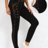 Black Ditsy Floral Print High Waisted Leggings -Modlily Shop 320031 P 16698997098580