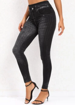 Black High Waisted Ankle Length Leggings -Modlily Shop 320037 P 16699503463613
