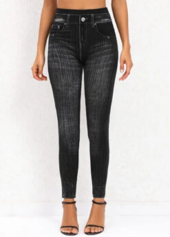 Black High Waisted Ankle Length Leggings -Modlily Shop 320037 P 16699503467382