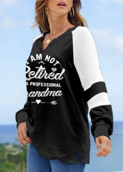 Black Letter Print Long Sleeve V Neck Sweatshirt 7 Black Letter Print Long Sleeve V Neck Sweatshirt -Modlily Shop 320237 P 1668753213048