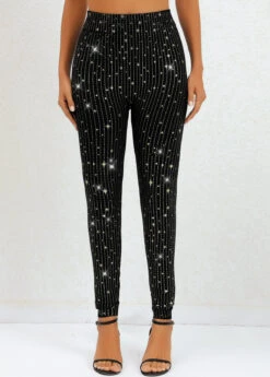 Black High Waisted Ankle Length Galaxy Leggings -Modlily Shop 320242 P 16699452883772