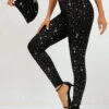Black High Waisted Ankle Length Galaxy Leggings -Modlily Shop 320242 P 16699452884780