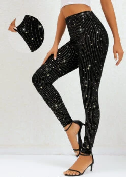 Black High Waisted Ankle Length Galaxy Leggings