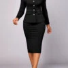 Black Long Sleeve Lapel Two Piece Suit