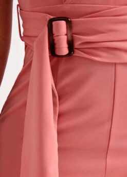 Dusty Pink Tie Long Belted Sleeveless Jumpsuit -Modlily Shop 320739 P 16752510631565