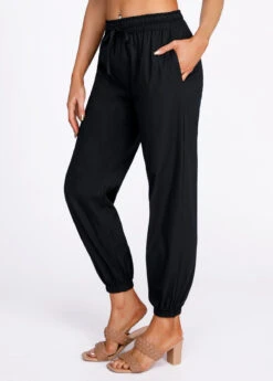 Black Drawstring Belted High Waisted Pants -Modlily Shop 320776 P 16711951893143