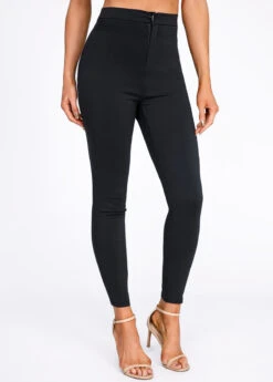 Black Skinny Button Fly High Waisted Pants -Modlily Shop 320784 P 16709798888513