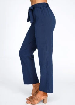 Navy Bowknot Belted High Waisted Pants -Modlily Shop 320791 P 16734056673612