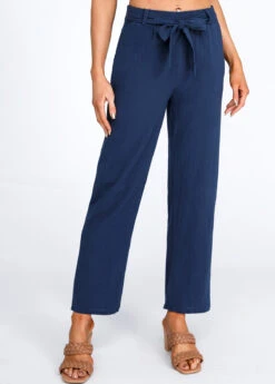 Navy Bowknot Belted High Waisted Pants -Modlily Shop 320791 P 16734056677594
