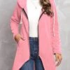 Pink Zipper Long Sleeve Hooded Coat -Modlily Shop 321136 P 16702384097270