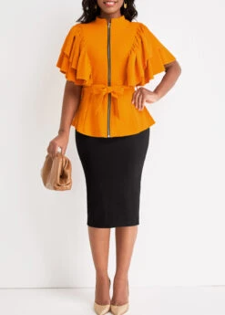 Ginger Two Piece Belted Short Sleeve Suit -Modlily Shop 321372 P 16717910325353