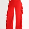 Red Ruffle Wide Leg High Waisted Pants -Modlily Shop 322823 P 16754238745080