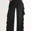 Black Ruffle Wide Leg High Waisted Pants -Modlily Shop 322848 P 16736195393630