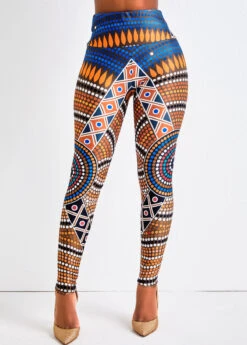 Multi Color Tribal Print High Waisted Leggings -Modlily Shop 323129 P 16740917083461