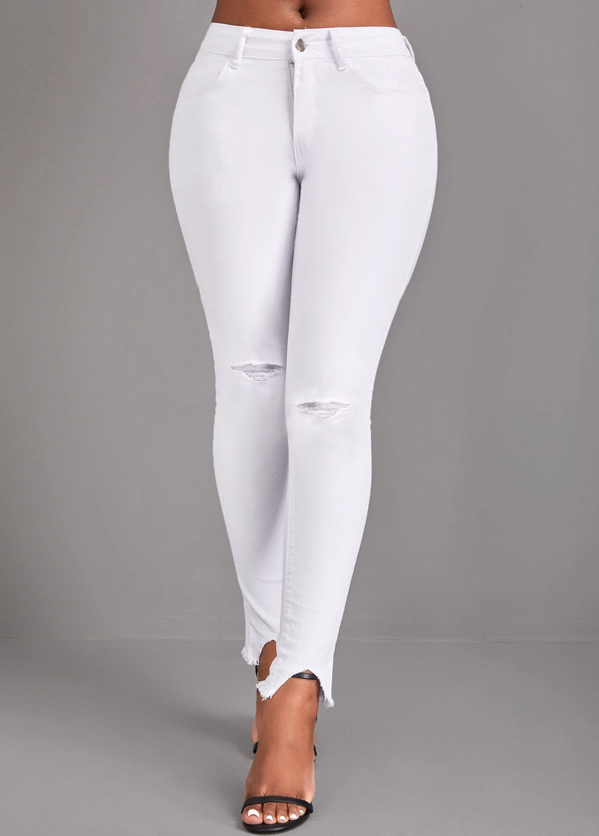 White Button Skinny High Waisted Jeans 3 White Button Skinny High Waisted Jeans