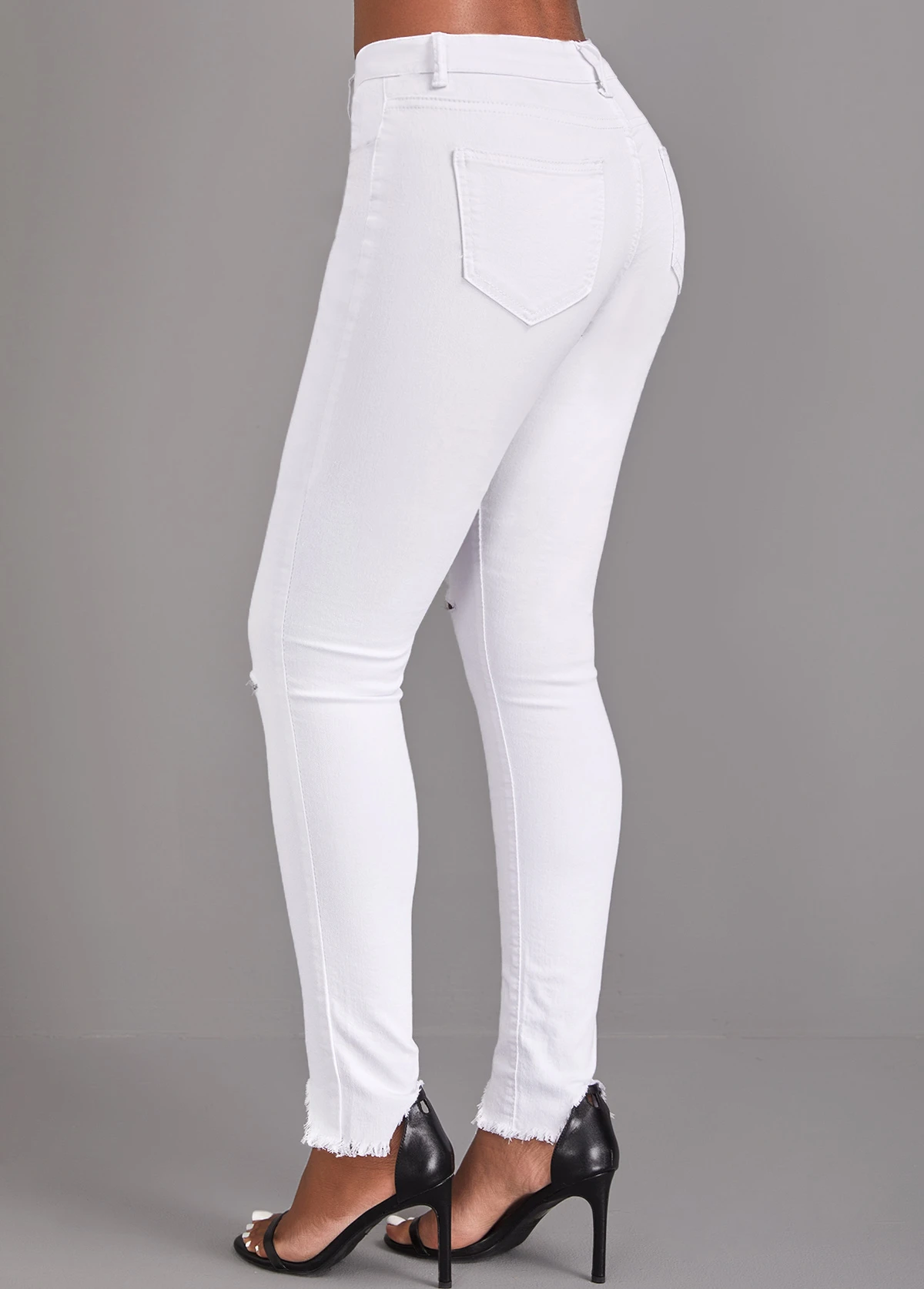 White Button Skinny High Waisted Jeans 4 White Button Skinny High Waisted Jeans - Image 2