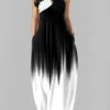 Criss Cross White O Shape Ombre Maxi Dress -Modlily Shop 325058 P 1675150200748