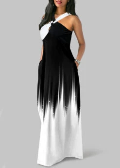 Criss Cross White O Shape Ombre Maxi Dress -Modlily Shop 325058 P 1675150200892
