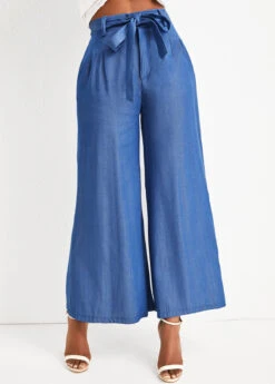 Denim Blue Bowknot Zipper Fly High Waisted Jeans -Modlily Shop 325690 P 16773257350120