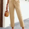 Light Camel Pocket Regular Elastic Waist Pants 2 Light Camel Pocket Regular Elastic Waist Pants -Modlily Shop 326082 P 16794529112774