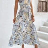 Light Blue Bowknot Floral Print Belted Strappy Dress 2 Light Blue Bowknot Floral Print Belted Strappy Dress -Modlily Shop 326102 P 16780773517360