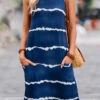 Dark Blue Pocket Striped H Shape Dress -Modlily Shop 326108 P 16795357894610