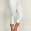 White Mid Waisted Capri Elastic Waist Leggings -Modlily Shop 326232 P 16967531933180