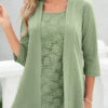 Sage Green Lace Faux Two Piece T Shirt -Modlily Shop 326552 P 16766301061410