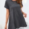 Dark Grey Lace Short Sleeve T Shirt -Modlily Shop 326577 P 16784265392450