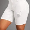 White Pocket Skinny Zipper Fly High Waisted Shorts -Modlily Shop 326602 P 16774946410112