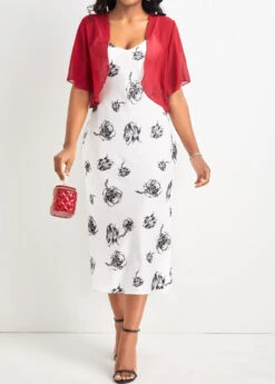 Wine Red Short Sleeve Open Front Coat -Modlily Shop 326606 P 16777450131723