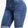 Dark Blue Pocket Skinny Zipper Fly Shorts -Modlily Shop 326611 P 16774946409232