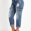 Dark Blue Hole Regular Zipper Fly Jeans -Modlily Shop 326614 P 16778125249450