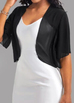 Black Short Sleeve Open Front Coat -Modlily Shop 326617 P 16775813206682