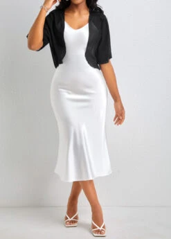 Black Short Sleeve Open Front Coat -Modlily Shop 326617 P 16775813209913