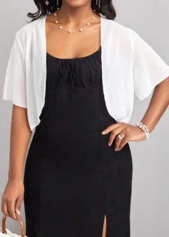 White Short Sleeve Open Front Coat