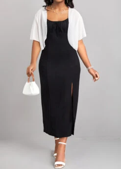 White Short Sleeve Open Front Coat -Modlily Shop 326618 P 16777450157043