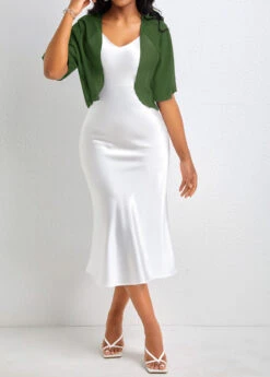 Green Short Sleeve Open Front Coat -Modlily Shop 326619 P 16776669715323