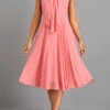 Dusty Pink Bowknot Sleeveless V Neck Dress -Modlily Shop 326688 P 16777552003380