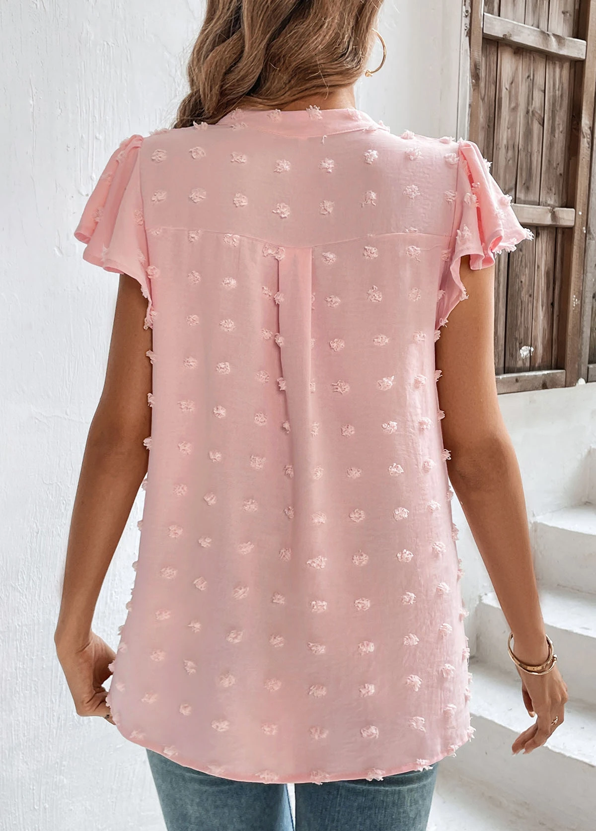 Light Pink Split Short Sleeve T Shirt 4 Light Pink Split Short Sleeve T Shirt - Image 2