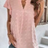 Light Pink Split Short Sleeve T Shirt -Modlily Shop 326696 P 16780881255890