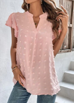 Light Pink Split Short Sleeve T Shirt