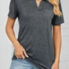 Dark Grey Pocket Short Sleeve T Shirt