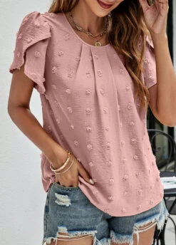 Dusty Pink Lightweigh Short Sleeve T Shirt -Modlily Shop 327065 P 1676961201035