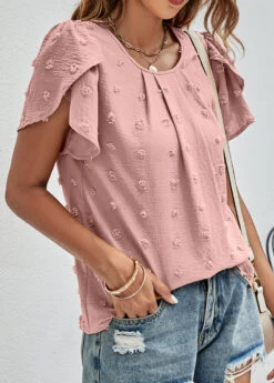 Dusty Pink Lightweigh Short Sleeve T Shirt -Modlily Shop 327065 P 1676961202449