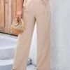 Light Coffee Bowknot Drawastring High Waisted Pants -Modlily Shop 327281 P 1677476623120