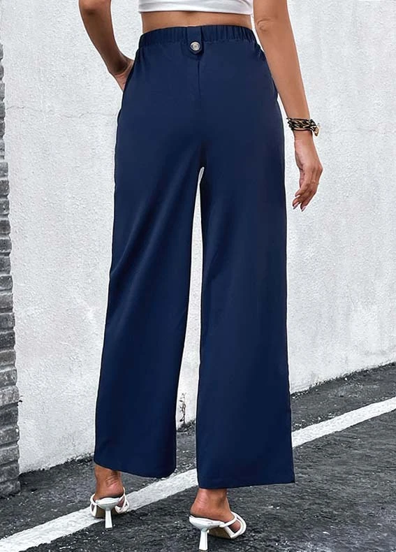 Navy Button Elastic Waist High Waisted Pants 4 Navy Button Elastic Waist High Waisted Pants - Image 2