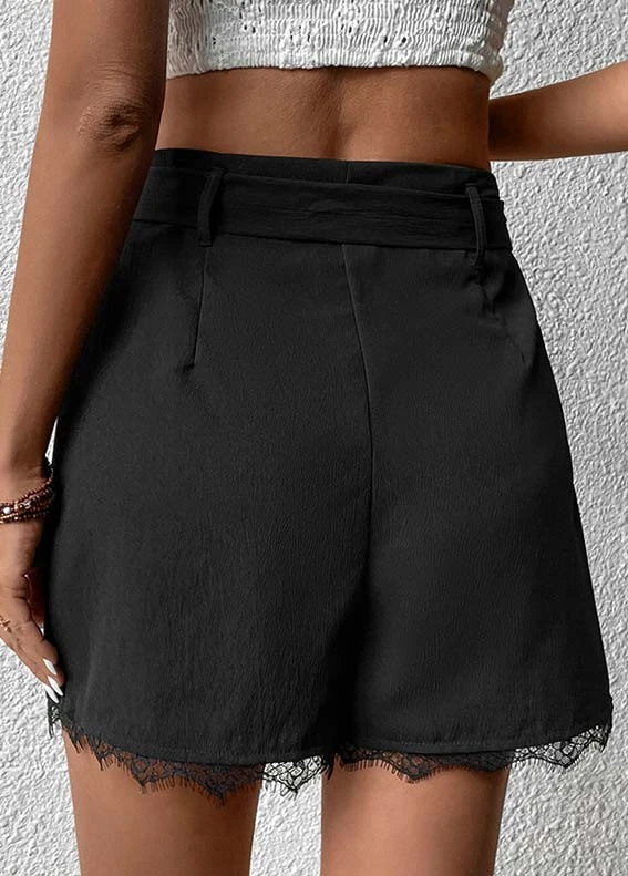 Black Bowknot Regular Drawastring High Waisted Shorts 4 Black Bowknot Regular Drawastring High Waisted Shorts - Image 2